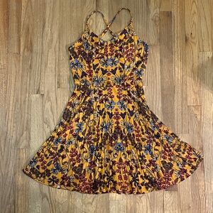 Xhilaration Yellow and Blue Floral Mini Dress